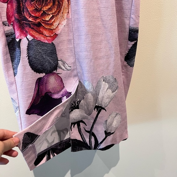 ASOS Petite Floral Sheath Dress V Back Purple Size US 2 XS - Picture 10 of 13